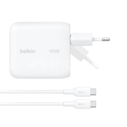 BELKIN Chargeur Secteur USB-C 100W avec Câble USB-C vers USB-C 1,5m (Blanc)