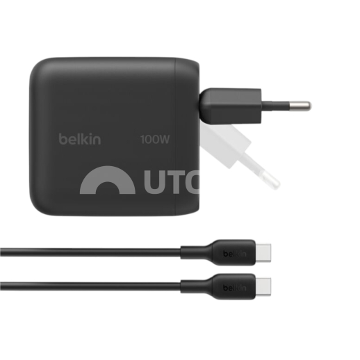 BELKIN Chargeur Secteur USB-C 100W avec Câble USB-C vers USB-C 1,5m (Noir)