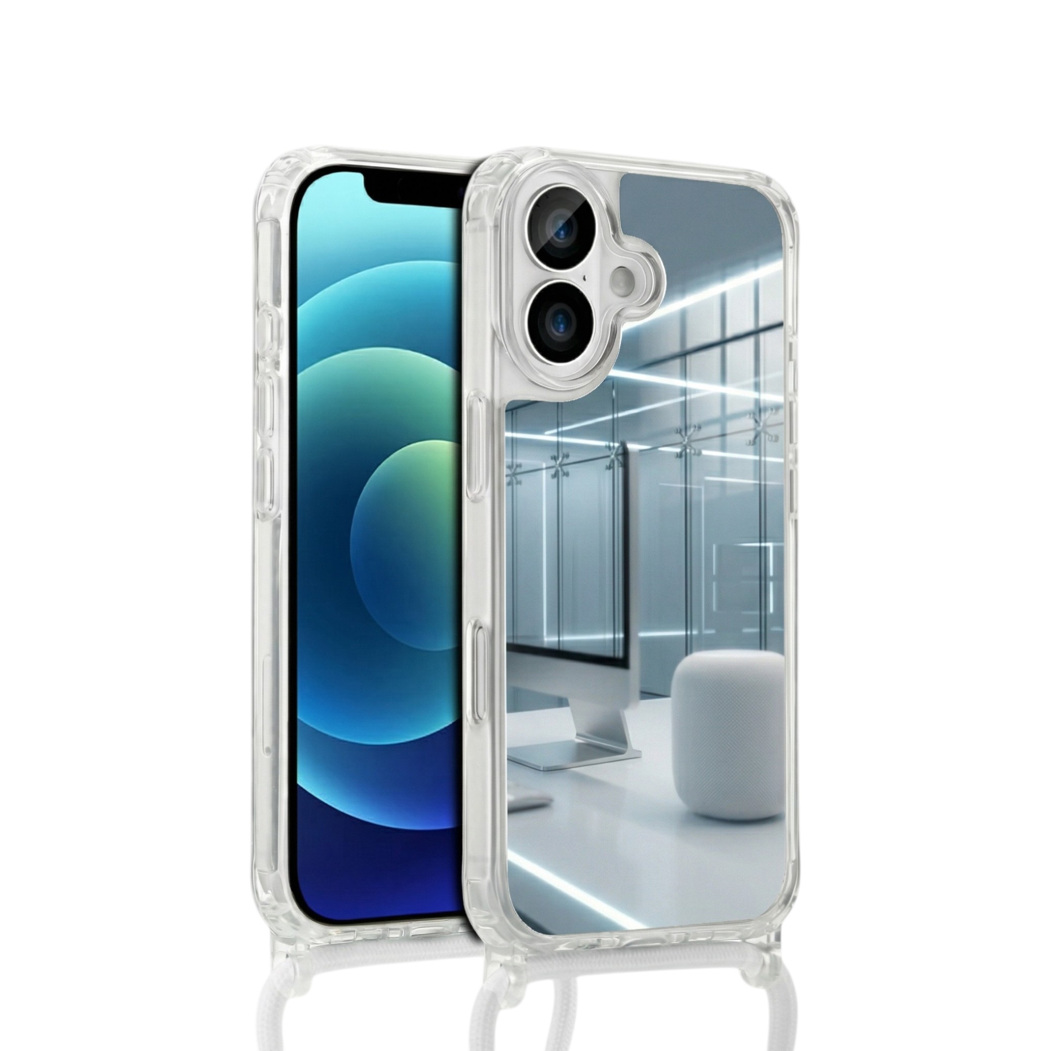 COVERME Coque Miroir iPhone 14 Pro (Cordon Blanc)