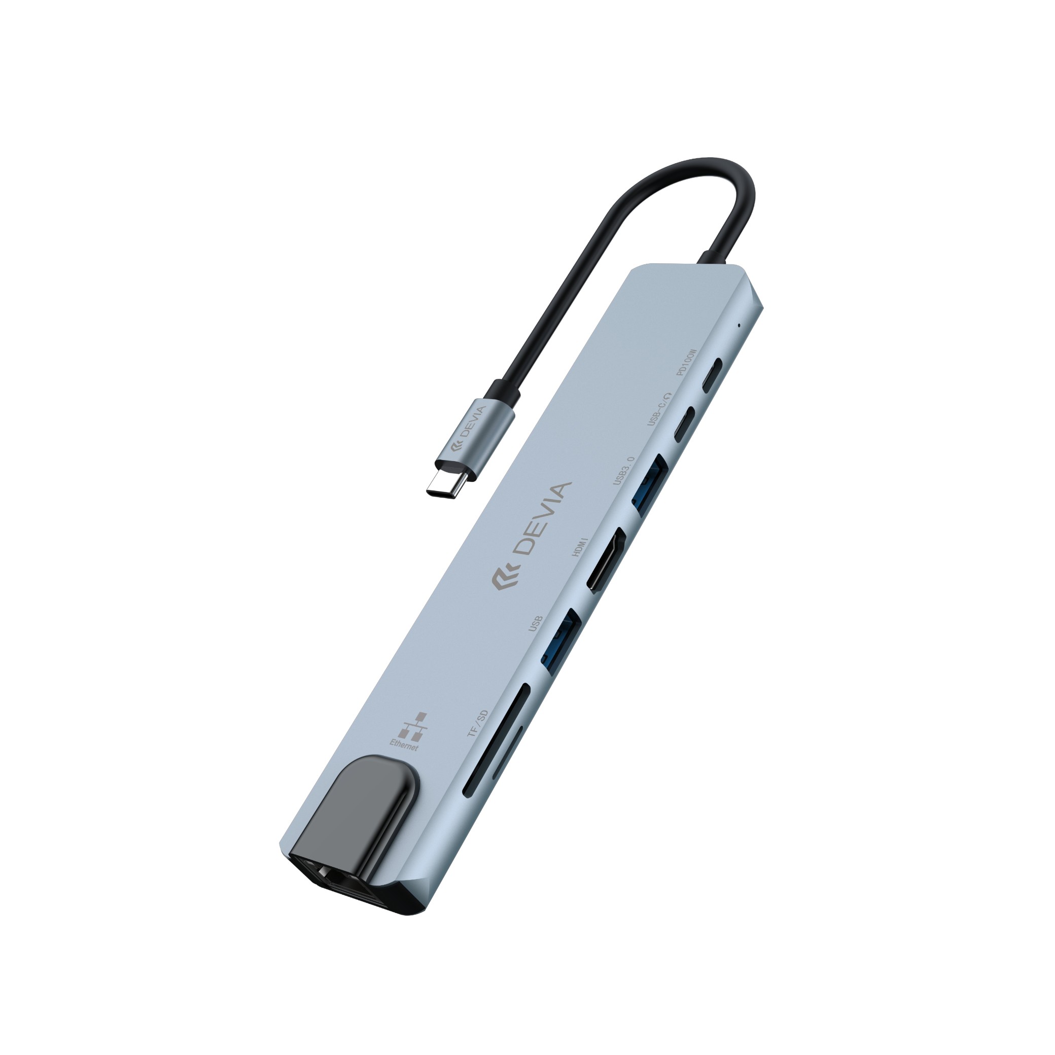 DEVIA Pro1 Hub USB-C 8-en-1 (Gris)