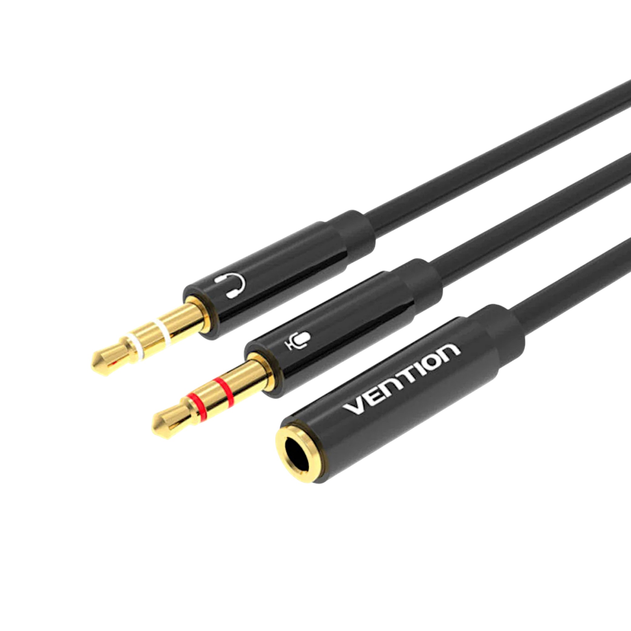 VENTION Câble Adaptateur Audio 2 Jack 3,5mm Mâle vers Jack 3,5mm Femelle 4 pôles 0,6m (Noir)