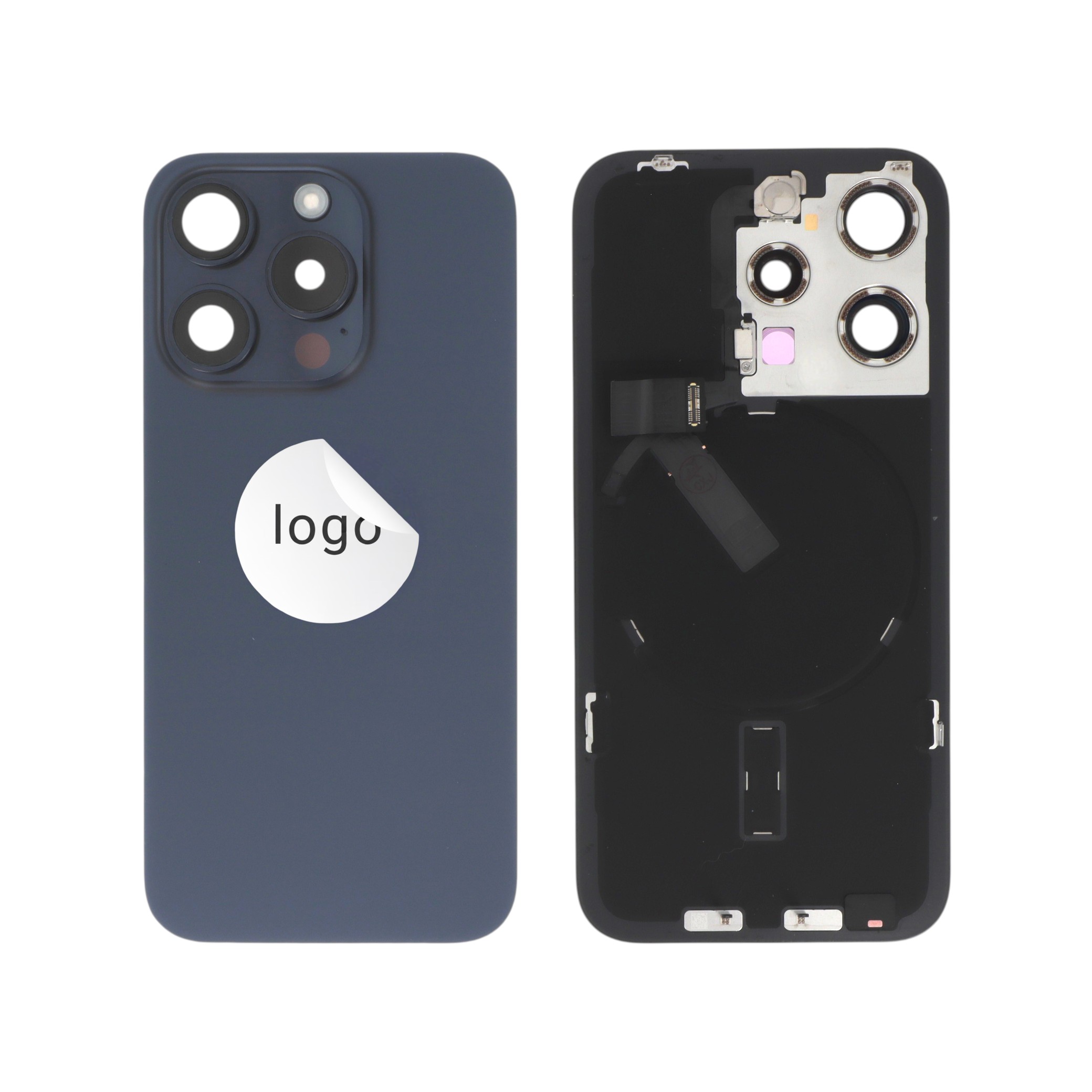 Vitre Arrière Complète Titane Bleu iPhone 15 Pro (Pulled A)